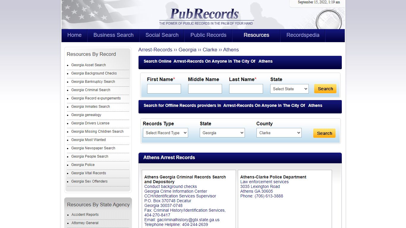 Athens, Clarke County, Georgia Arrest Records